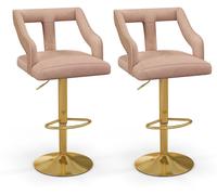 CostwayLot de 2 Chaises de Bar Pivotantes et Réglables Repose-pied Base en Métal Galvanisé Anneau Antidérapant Rose