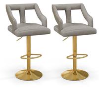 CostwayLot de 2 Chaises de Bar Pivotantes et Réglables Repose-pied Base en Métal Galvanisé Anneau Antidérapant Gris