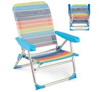 CostwayLot de 2 Chaises de Plage Pliables Inclinables Sur 4 Positions avec Accoudoirs Sangle de Transport Idéales Capacité de 150KG Coloré