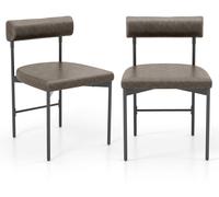 CostwayLot de 2 Chaises de Salle à Manger Chaise de Cuisine Rembourrée en Similicuir Dossier Incurvé et Rembourré Siège en U Gris