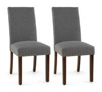 CostwayLot de 2 Chaises de Salle à Manger Chaises de Cuisine Rembourrées Confortables avec Dossier Pieds en Bois 3 Tapis de Sol Gris