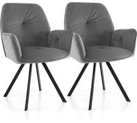 CostwayLot De 2 Chaises Pivotantes en Velours Fauteuils Modernes En Velours Pieds En Métal Patin Antidérapants 63x59x87cm Gris