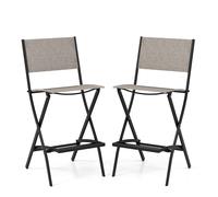 CostwayLot de 2 Chaises Tabourets de Bar en Textilène Conception Pliable Patins Antidérapants Repose pieds Charge 150KG Café