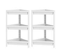 CostwayLot de 2 Étagères d'Angle à 3 Niveaux Étagère Sur Pied pour Salle de Bain avec Design Amovible et Trous de Drainage Organisateur Blanc