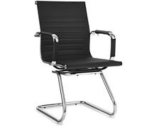 CostwayLot de 2 Fauteuils de Bureau n Cuir PU Modernes Base en Z Robuste Noir
