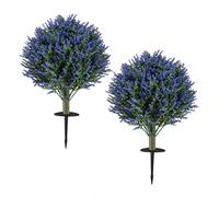 CostwayLot de 2 Lavandes Artificielles Topiaires 34 x 60 cm avec Piquets, Décoration Florale, Arbres de Buis Fausses Plantes Artificielles
