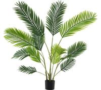 CostwayLot de 2 Palmiers Areca Artificiels de 140 cm Faux Arbre Tropical en Pot de Pépinière Remplis de Ciment Décorations Plantes Vert