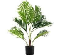 CostwayLot de 2 Palmiers Areca Artificiels de 90 cm Faux Arbre Tropical en Pot de Pépinière Remplis de Ciment Décorations Plantes Vert