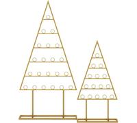 CostwayLot de 2 Porte-Cartes Support Photo en Forme d'Arbre de Noël avec 36 Pinces Rondes Présentoir en Métal Suspendu Support d'Affichage Noir