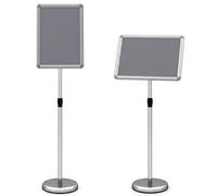 CostwayLot de 2 Présentoir A3 Robuste sur Pied Support Publicitaire à Cadre Pression Rotation 360° Hauteur Réglable Structure Métallique Argent