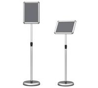 CostwayLot de 2 Présentoir A4 Robuste sur Pied Support Publicitaire à Cadre Pression Rotation 360° Hauteur Réglable Structure Métallique Argent