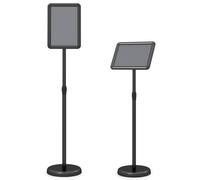 CostwayLot de 2 Présentoir A4 Robuste sur Pied Support Publicitaire à Cadre Pression Rotation 360° Hauteur Réglable Structure Métallique Noir