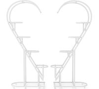 CostwayLot de 2 Supports pour Plantes en Métal-Crochet Étagère à Fleurs Porte Plantes en Forme de Demi-cœur Salon Balcon Blanc/Noir/Bleu+Rose-Blanc