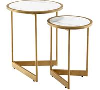 CostwayLot de 2 Tables Basses Gigognes Rondes Tables d'Appoint Scandinaves avec Base en forme de V et Coussinets de Pied Réglables Blanc