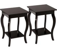 CostwayLot de 2 Tables d'Appoint Bout de Canapé 2 Niveaux Table de Chevet Carrée avec Patins Antidérapants 40 x 40 x 60 cm Café