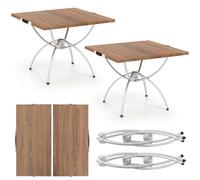 CostwayLot de 2 Tables de Camping Pliantes avec Cadre en Aluminium Table de Pique-Nique Extensible Portable avec Plateau à Imitation Bois Café