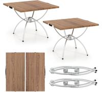 CostwayLot de 2 Tables de Camping Pliantes avec Cadre en Aluminium Table de Pique-Nique Extensible Portable avec Plateau à Imitation Bois Café