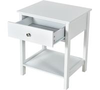 CostwayLot de 2 Tables de Chevet à 2 Niveaux Style Moderne Simple 48 x 40 x 58 CM Blanc