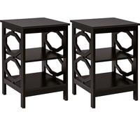 CostwayLot de 2 Tables de Chevet à 3 Niveaux Table d'Appoint en forme O Simple et Contemporain 40x40x61cm Café