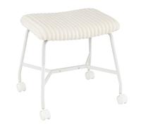CostwayLot de 2 Tabourets à Roulettes, 49 x 40,5 x 49 cm Pouf Mobile avec Assise Incurvée Rembourrée Pieds Métalliques Robustes Charge 150 kg Blanc