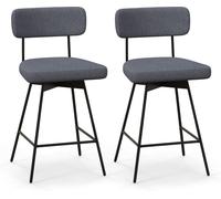 CostwayLot de 2 Tabourets de Bar de 63,5 cm Pivotants à Hauteur de Comptoir Siège et Dossier Rembourrés Repose-pieds Cadre en Métal Gris