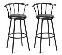 CostwayLot de 2 Tabourets de Bar Pivotant à 360° Repose-pied Coussin Éponge Structure Acier Capacité 130kg 55x56x1015cm Noir