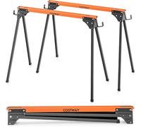 CostwayLot de 2 Tréteaux de Sciage Pliables Métalliques Charge 500 kg Tréteaux avec 2x4 Bras de Support Pieds à Ouverture Rapide 96,5 x 47 x 76 cm Orange