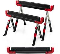 CostwayLot de 2 Tréteaux Métalliques Pieds Antidérapants Hauteur A justable 61,5 à 82,7 cm