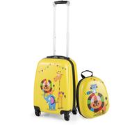 CostwayLot de 2 Valise Cabine Enfant + Sac à Dos Bagages Enfant pour Garçons Filles avec Poignée Rétractable 88-100cm Valise Lion