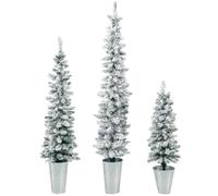 CostwayLot de 3 Sapins de Noël Artificiels 90/120/150 CM avec 120/140/160 Branches Enneigées en PVC Bases Métalliques avec Ciment