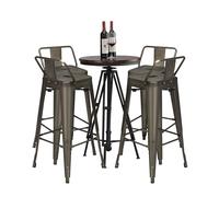CostwayLot de 4 Chaises de Comptoir Vintage en Métal Chaise de Cuisine Empilables Chaise de Bar avec Dossier Robuste Chaise de Café avec Dossier Noir