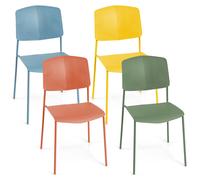 CostwayLot de 4 Chaises de Salle à Manger Chaises d'Appoint Sans Accoudoirs Dossier Ergonomique et Siège Large Empilables Multicoloré