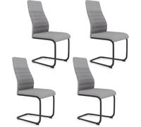 CostwayLot de 4 Chaises de Salle à Manger Modernes Chaise de Cuisine sans Accoudoirs avec Dossier Haut Inclinable Base en Métal en Forme de U Gris