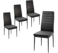 CostwayLot de 4 Chaises de Salle à Manger Rembourrées Sans Accoudoirs Dossier et Siège Rembourrés Cuir Synthétique Pieds en Métal Noir