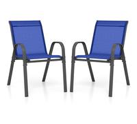 CostwayLot de 4 Chaises empliables Tissu Respirant et Structure Antirouille Charge Max 120kg pour Jardin Terrasse Balcon Bleu
