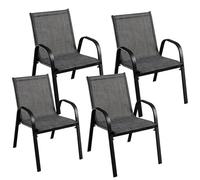 CostwayLot de 4 Chaises empliables Tissu Respirant et Structure Antirouille Charge Max 120kg pour Jardin Terrasse Balcon