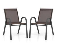 CostwayLot de 4 Chaises empliables Tissu Respirant et Structure Antirouille Charge Max 120kg pour Jardin Terrasse Balcon Marron