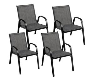 CostwayLot de 4 Chaises empliables Tissu Respirant et Structure Antirouille Charge Max 120kg pour Jardin Terrasse Balcon