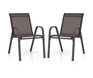 CostwayLot de 4 Chaises empliables Tissu Respirant et Structure Antirouille Charge Max 120kg pour Jardin Terrasse Balcon Marron