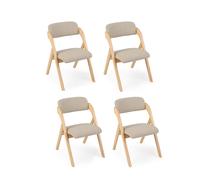 CostwayLot de 4 Chaises en Bois Pliantes avec Cadre en Métal et Assise Rembourrée Dossier Faciles à Plier pour Salon Bureau 247 x 124 x 35 CM