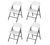 CostwayLot de 4 Chaises Pliantes avec Poignée Chaises d'Appoint Ergonomiques en Métal et Plastique Capacité 150 kg Sièges Portables Blanc