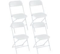 CostwayLot de 4 Chaises Pliantes en Métal Chaises Portables avec Siège et Dossier en Plastique Cadre Métallique Robuste Capacité 350 kg Blanc
