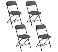 CostwayLot de 4 Chaises Pliantes en Métal & Plastique Chaise Salle à Manger Pliable Portable avec Dossier Incliné Repose-Pieds Charge 160 kg Noir