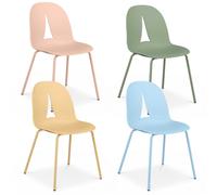 CostwayLot de 4 Chaises Salle à Manger en Plastique PP et Métal Siège de Cuisine avec Dossier Ergonomique Charge 150 KG 51x52x83 cm Multicolore
