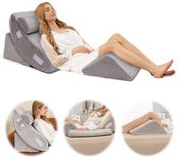 CostwayLot de 4 Coussins/Oreillers de Lecture en Mousse à Mémoire Appuie-tête Amovible Oreiller Compensé Post chirurgie Gris