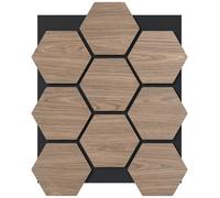 CostwayLot de 4 Panneaux Acoustiques pour Murs Panneau Absorbant de Bruit 81 x 66 CM avec 9 Plaques de Bois Hexagonales Panneaux Mural Naturel