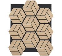 CostwayLot de 4 Panneaux Acoustiques pour Murs Panneau Absorbant Son Anti-Bruit 81 x 66 CM avec 9 Planches en Bois Hexagonales Naturel