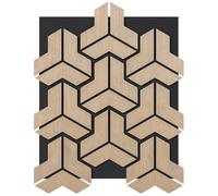 CostwayLot de 4 Panneaux Acoustiques pour Murs Panneaux Absorbants Sonores de 83 x 65cm avec 27 Planches en Bois Irrégulières Panneaux Murs Naturel