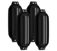 CostwayLot de 4 Pare-Battage Gonflables en PVC à Deux ¼illets Nervurés pour Ponton Voilier Hors-Bord Noir