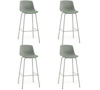 CostwayLot de 4 Tabourets de Bar Chaises de Bar Hautes en Similicuir avec Dossiers Sièges Rembourrés Repose-pieds et Pieds en Métal Vert